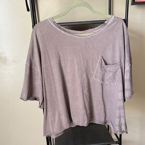 Free People Washed Mauve Pocket Cropped Tee - Women
